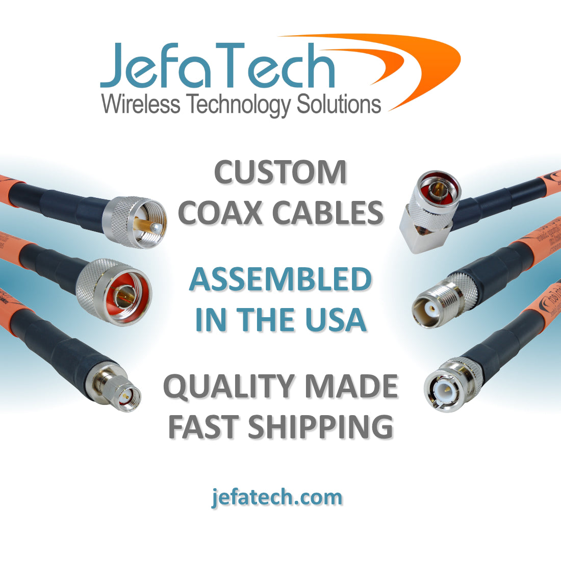 JEFA Tech Low Loss 400 FLEX Cable Assembly- 0.405" Diameter - Stranded Flexible 100% Copper Core - Double Shielded - UV Rated Black TPE Flexible Jacket - 50 Ohm - Choice of Length and Connectors